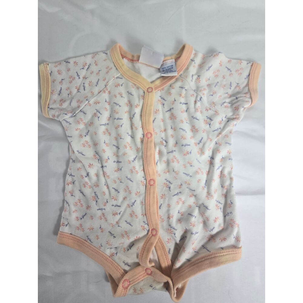 Vintage Peek-A-Babe Baby Bodysuit 6/9 Months Floral Snap Front Onesie Hong Kong